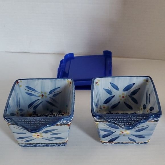 Temp-tations Ramekins Old World Ovenware Bakeware Cookware 10 oz Blue Lids - Picture 2 of 11